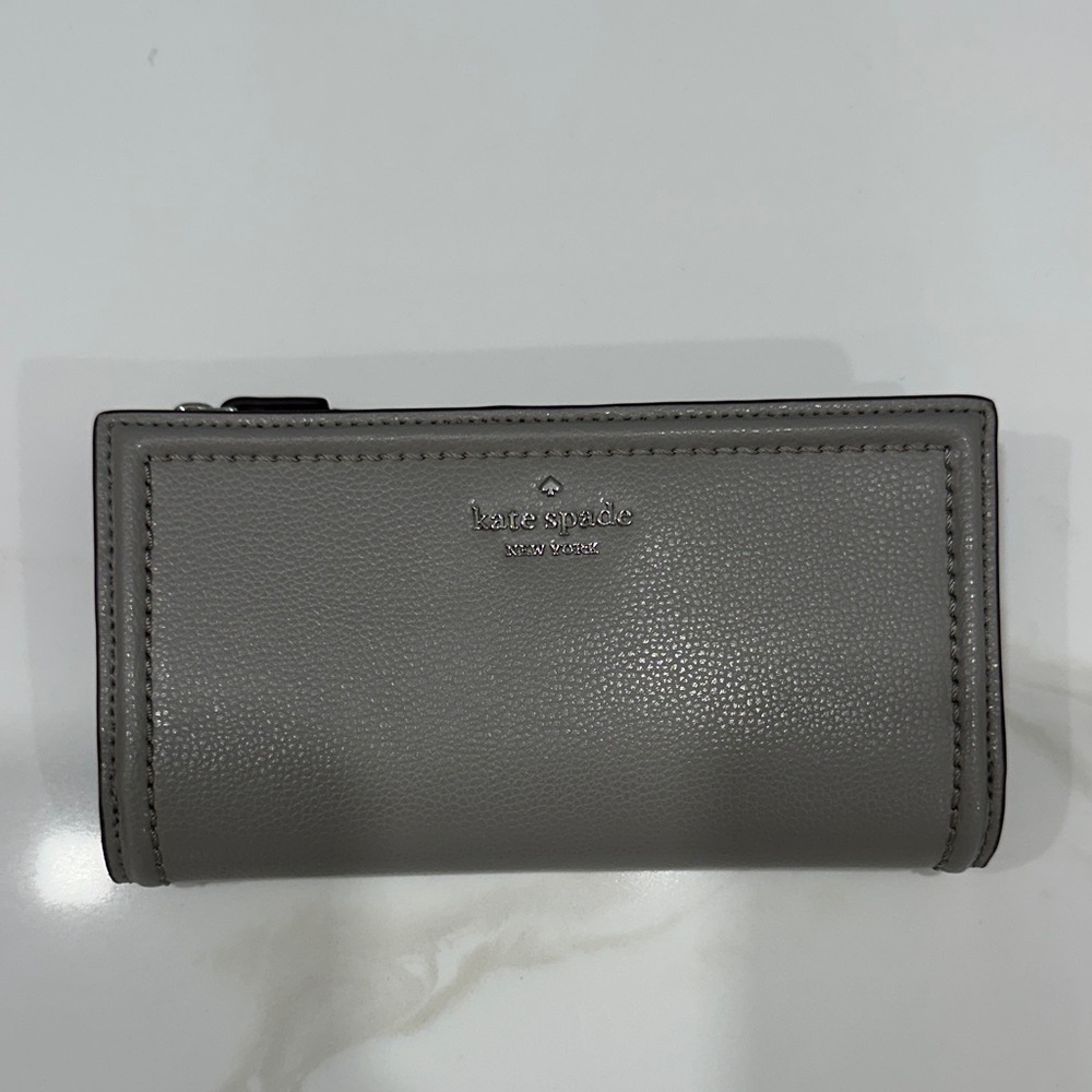kate spade Gray Pebbled Leather Zip Wallet